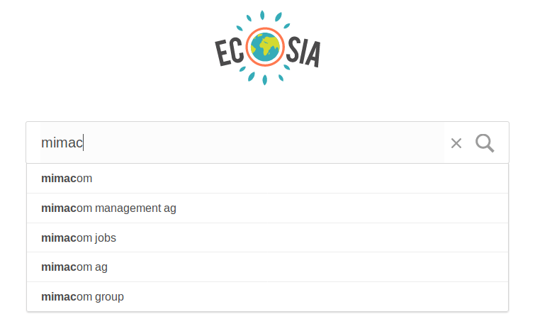 Search suggestion on ecosia
