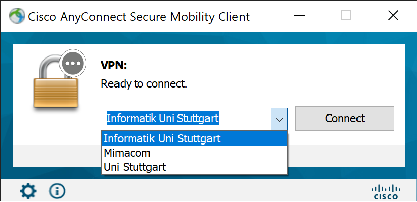 Dropdown of vpn connections