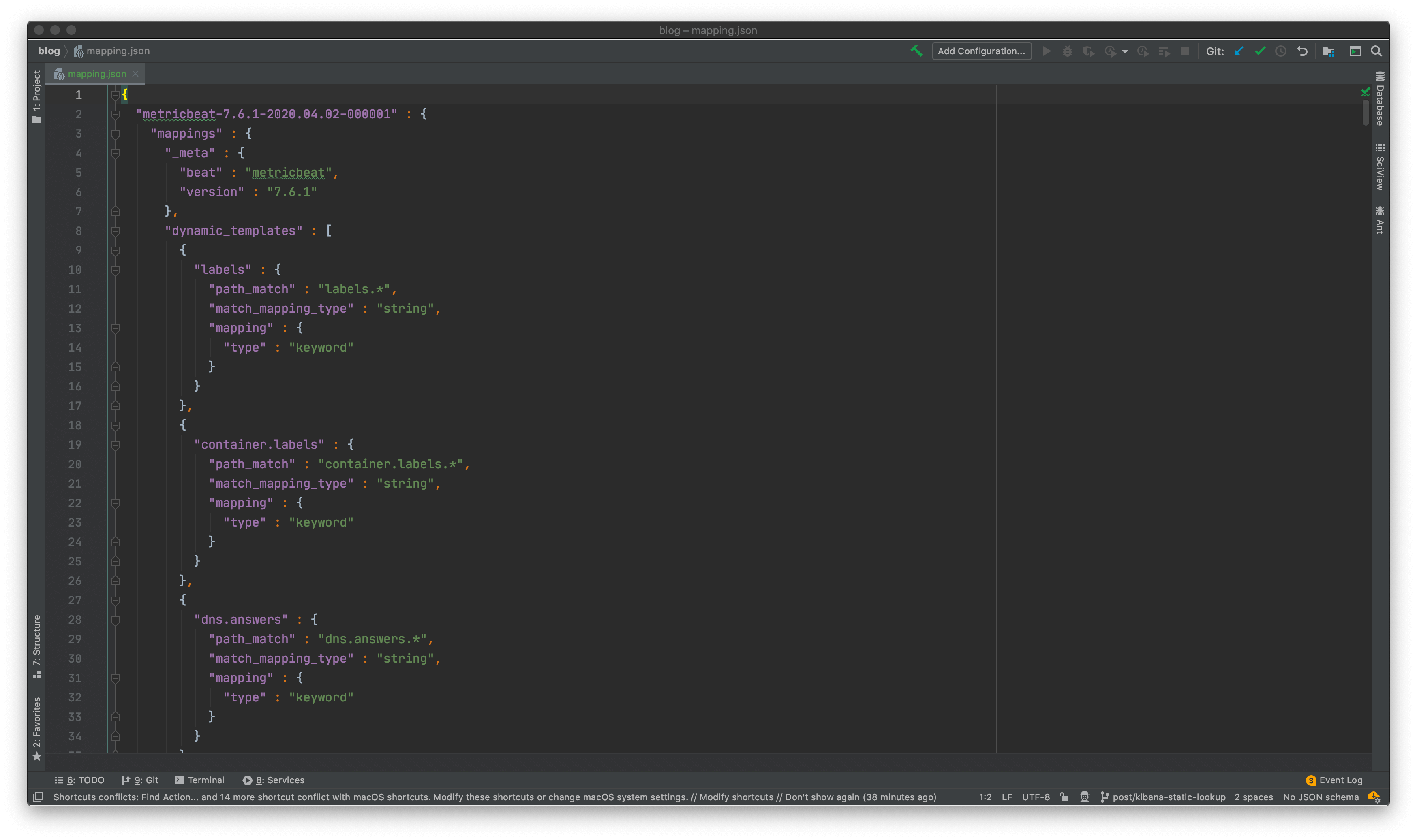 index-mapping.json in IntelliJ