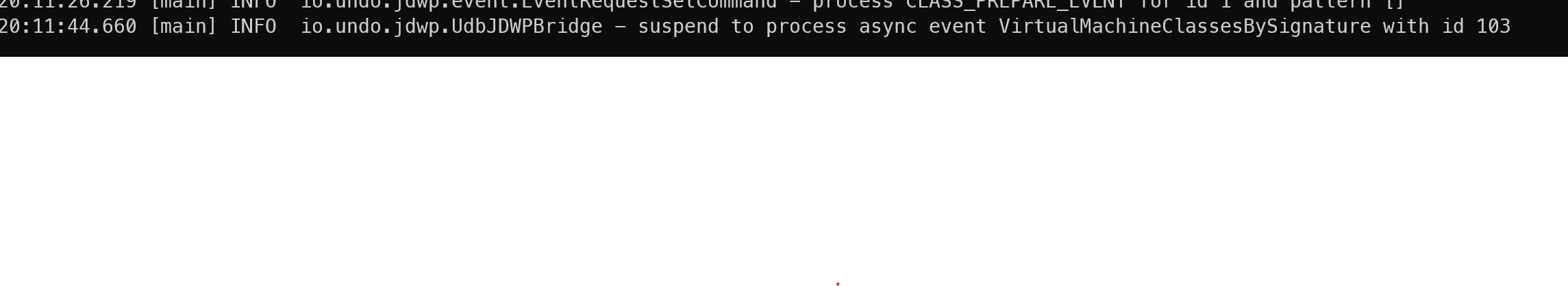 terminal text suspend to process async event VirtualMachineClassesBySignature with id 103