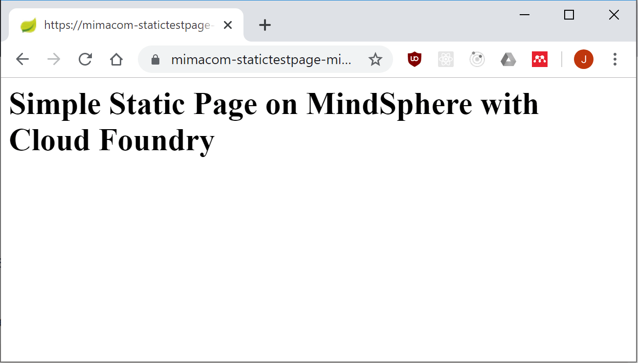 Static Page on MindSpherePreview