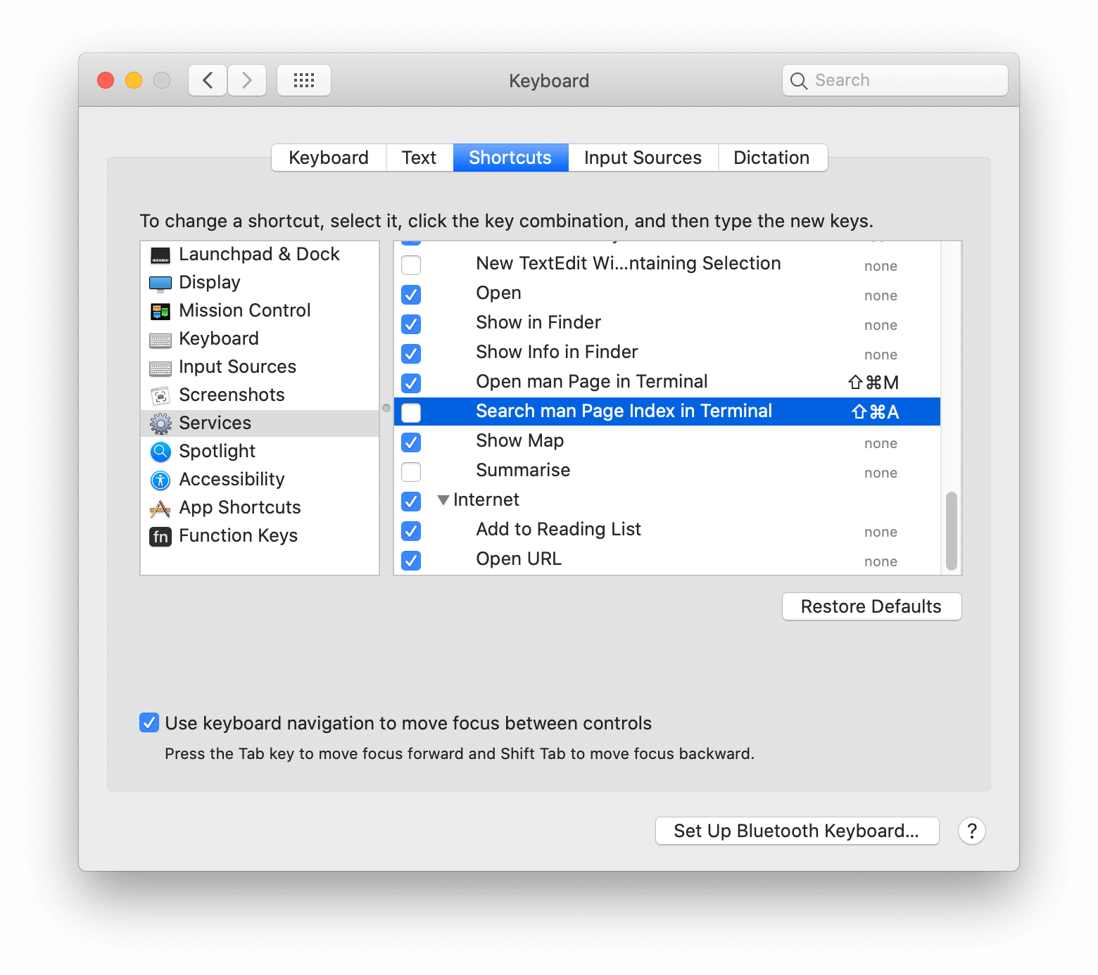 Disable Keyboard Shortcut