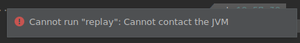 image showing cannot run replay: cannot contact the jvm exception in intellij Idea